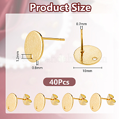 40Pcs 201 Stainless Steel Flat Round Stud Earring Findings&nbsp;STAS-DC0016-48