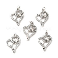 Brass Micro Pave Clear Cubic Zirconia Pendants&nbsp;KK-E068-VB191