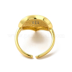 Clear & Blue Cubic Zirconia Heart Flower Open Cuff Ring&nbsp;RJEW-C050-11G