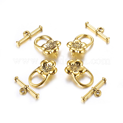 Tibetan Style Flower Toggle Clasps&nbsp;TIBE-2119-AG-RS