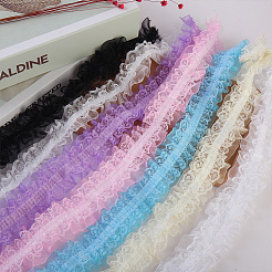 10M Double Layer Polyester Flower Elastic Lace Trim&nbsp;OHAR-WR0001-02A