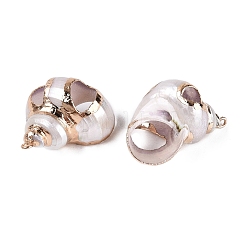 Electroplated Golden Brass Edged Natural Spiral Shell Pendants&nbsp;SSHEL-Q101-04