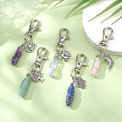 Wire Wrapped Mixed Gemstones Bullet Pendant Decorations&nbsp;HJEW-JM01061
