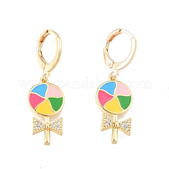 Clear Cubic Zirconia Candy Dangle Leverback Earrings with Colorful Enamel&nbsp;EJEW-N012-81