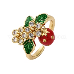 Brass Micro Pave Cubic Zirconia Open Cuff Rings for Women&nbsp;RJEW-U057-16G