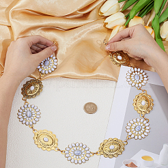 1Pc Alloy Oval with Flower Link Chain Waist Belly Chains for Women&nbsp;AJEW-GF0013-42
