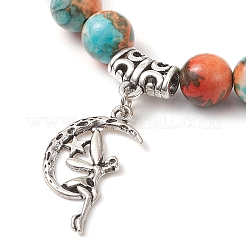 Synthetic Ocean White Jade Round Beaded Charm Bracelets for Women&nbsp;BJEW-JB11372