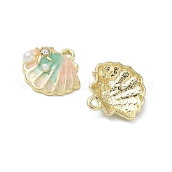 Alloy Enamel & Plastic Pearl & Crystal Rhinestone Pendants&nbsp;ENAM-G232-03G