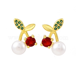 Cherry Brass Micro Pave Cubic Zirconia Stud Earrings&nbsp;EJEW-H158-08A-G