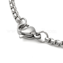 201 Stainless Steel Box Chain Arabic Heart Pendant Necklaces for Women&nbsp;NJEW-M008-02P