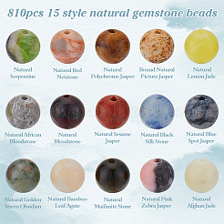810Pcs 15 Styles Natural Mixed Gemstone Beads Sets&nbsp;G-ME0001-10