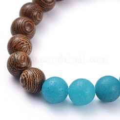 Natural White Jade(Dyed) Beads Stretch Charm Bracelets&nbsp;BJEW-JB05275-04