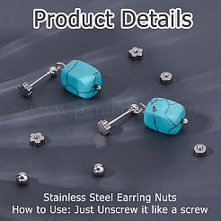 150Pcs 3 Styles Stainless Steel Ear Nuts&nbsp;STAS-HS0001-68
