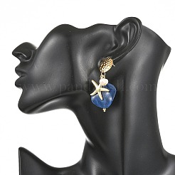 304 Stainless Steel & Acrylic & Natural Pearl Stud Dangle Earrings&nbsp;EJEW-JE07446-02