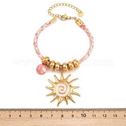 304 Stainless Steel & Synthetic Rainbow Stones Charm Bracelets&nbsp;BJEW-K247-04G