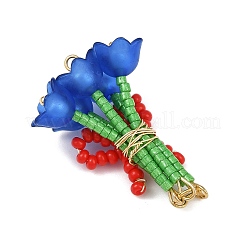 Handmade Glass Beaded Flower with Bowknot Pendants&nbsp;PALLOY-MZ00753-02