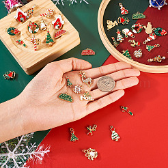 40Pcs 20 Style Christmas Rack Plating Alloy Enamel Pendants&nbsp;ENAM-TA0001-54