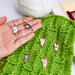 18Pcs 6 Styles Alloy Enamel Cat Shape Pendant Locking Stitch Markers&nbsp;HJEW-ME00171