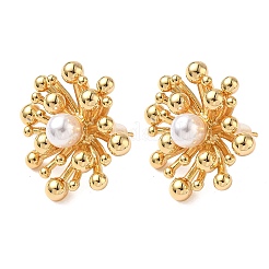 Brass Flower Stud Earrings&nbsp;EJEW-D337-06G