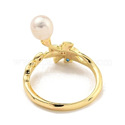 Natural Pearl Finger Ring&nbsp;RJEW-K265-06G