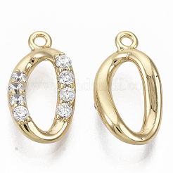 Brass Micro Pave Clear Cubic Zirconia Charms&nbsp;KK-R126-042-NF