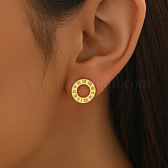 Stainless Steel Retro Roman Numeral Stud Earrings&nbsp;ZQ6109