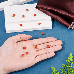 12Pcs Brass & Glass Imitation Cat Eye Round Charms&nbsp;PALLOY-TAC0237-05