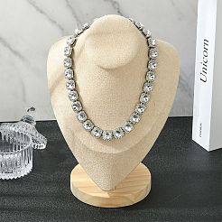 1Pc Zinc Alloy Pave Square Clear Glass Tennis Necklaces for Womem&nbsp;NJEW-SP0001-07S