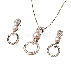 Ring Alloy Crystal Rhinestone & Plastic Imitation Pearl Pendant Necklaces & Stud Earrings Sets&nbsp;FS-WG38D5D-01