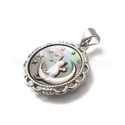 Brass with Natural Shell Carved Pendants&nbsp;KK-Z091-04P-01