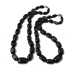 Dyed Natural Agate Cuboid Graduated Beaded Necklaces with Alloy Clasps&nbsp;NJEW-C113-01B