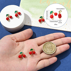 5Pcs Brass FireBrick Enamel Connector Charms&nbsp;KK-CJ0003-26A