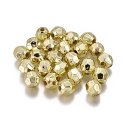 Plating Plastic Acrylic Faceted Round Beads&nbsp;PACR-L002-8mm-G