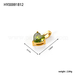 304 Stainless Steel Pave Olive Cubic Zirconia Charms&nbsp;CU-OY002-16G
