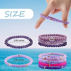 7Pcs 7 Style Handmade Polymer Clay Heishi Surfer Stretch Bracelets Set&nbsp;BJEW-SW00073-05