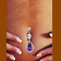 Brass Cubic Zirconia Navel Ring&nbsp;AJEW-EE0004-49C