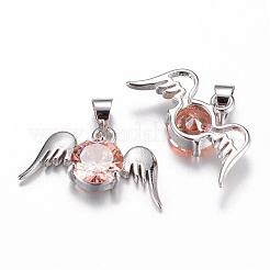Brass Cubic Zirconia Pendants&nbsp;ZIRC-P016-49P