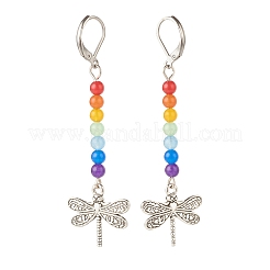 Natural Malaysia Jade with Alloy Charm Long Dangle Leverback Earrings&nbsp;EJEW-JE04909