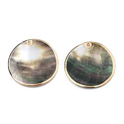 Natural Black Lip Shell Pendants&nbsp;SSHEL-N034-127A-01LG