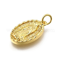 Oval with Virgin Mary Pattern Brass Pendants&nbsp;KK-G525-14G