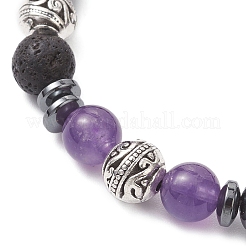 Natural Mixed Gemstone & Lava Rock Strtch Bracelets for Women&nbsp;BJEW-JB12768