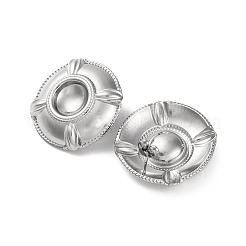304 Stainless Steel Flat Round Stud Earrings&nbsp;EJEW-K295-17P