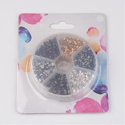 1 Box 6 Colors Antique Bronze & Red Copper & Golden & Silver & Platinum & Black Tube Brass Crimp Beads&nbsp;KK-JP0006-01-NR