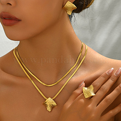 Stainless Steel Rhombus Earrings & Necklaces & Rings Sets for Women&nbsp;IX6461