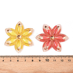Printed Translucent Acrylic Flower Connector Charms&nbsp;OACR-T028-26