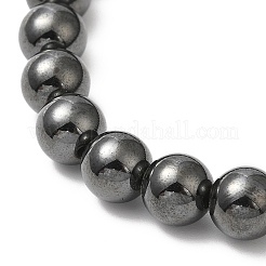 Synthetic Magnetic Hematite Round Beaded Stretch Bracelets&nbsp;BJEW-E080-02A