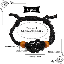 6Pcs Waxed Cotton Cord Braided Bracelets&nbsp;BJEW-SC0001-25