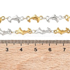 Two Tone 304 Stainless Steel Dolphin Link Chain Necklaces for Women&nbsp;NJEW-G201-02GP