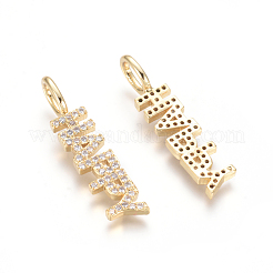 Brass Micro Pave Clear Cubic Zirconia Pendants&nbsp;ZIRC-L085-40G