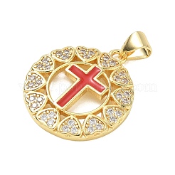 Religion Cross Brass Micro Pave Clear Cubic Zirconia Pendants&nbsp;CU-CBA83A6-03C-G